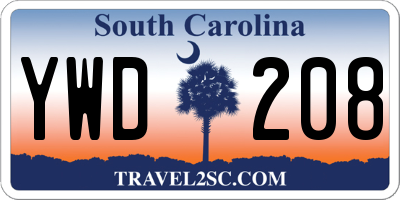 SC license plate YWD208