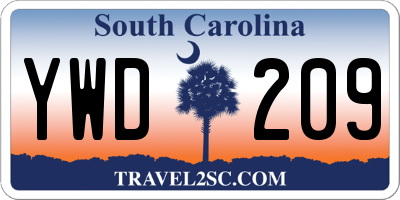 SC license plate YWD209