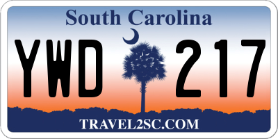 SC license plate YWD217