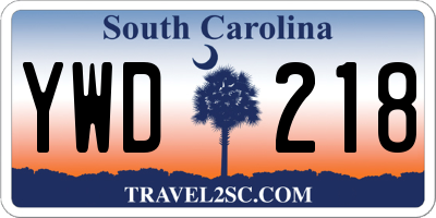 SC license plate YWD218