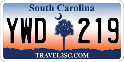 SC license plate YWD219