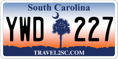 SC license plate YWD227