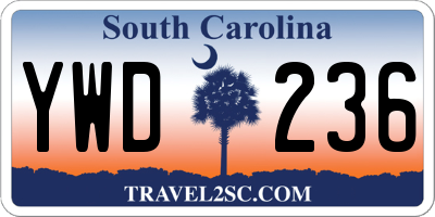 SC license plate YWD236