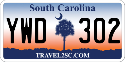 SC license plate YWD302