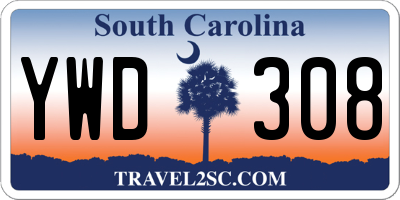 SC license plate YWD308