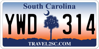 SC license plate YWD314