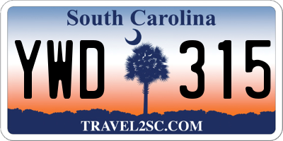 SC license plate YWD315
