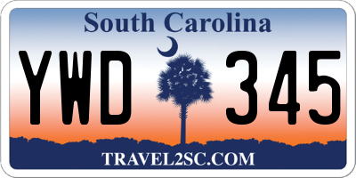 SC license plate YWD345