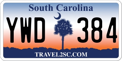 SC license plate YWD384