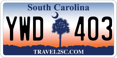 SC license plate YWD403