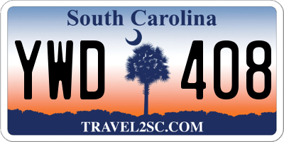 SC license plate YWD408