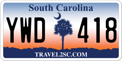 SC license plate YWD418