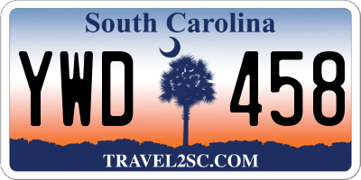 SC license plate YWD458
