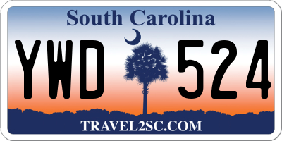 SC license plate YWD524