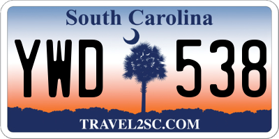 SC license plate YWD538