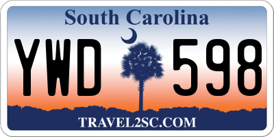 SC license plate YWD598