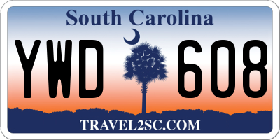 SC license plate YWD608