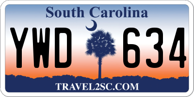 SC license plate YWD634