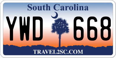 SC license plate YWD668