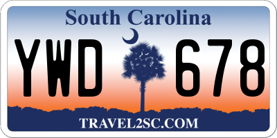SC license plate YWD678