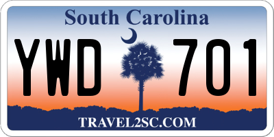 SC license plate YWD701