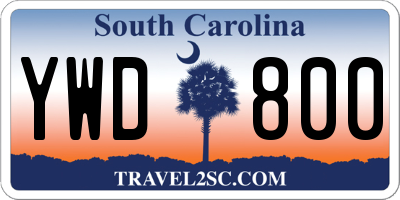 SC license plate YWD800