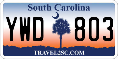 SC license plate YWD803