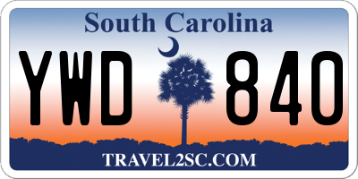 SC license plate YWD840