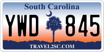 SC license plate YWD845