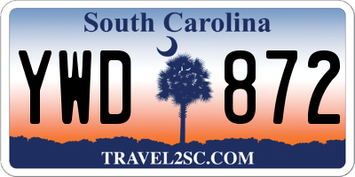 SC license plate YWD872