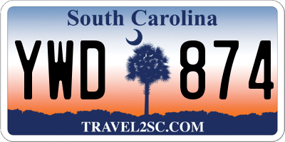 SC license plate YWD874