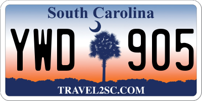 SC license plate YWD905