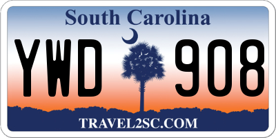 SC license plate YWD908
