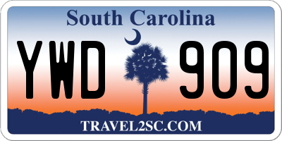 SC license plate YWD909
