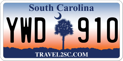SC license plate YWD910