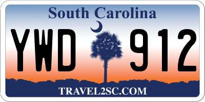 SC license plate YWD912