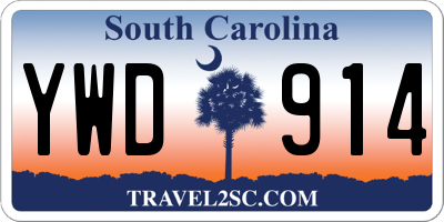 SC license plate YWD914