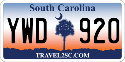 SC license plate YWD920