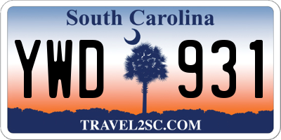 SC license plate YWD931