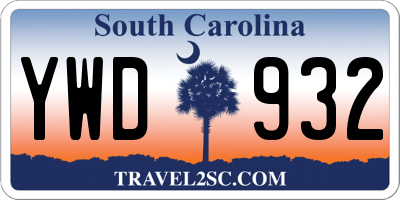 SC license plate YWD932