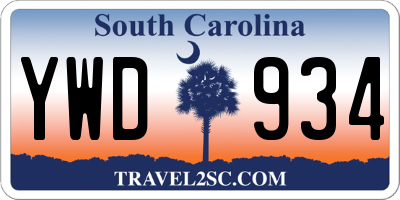 SC license plate YWD934