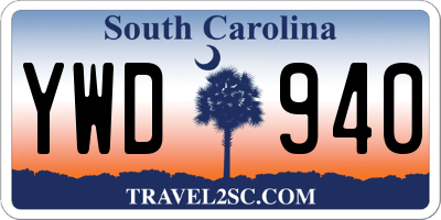 SC license plate YWD940