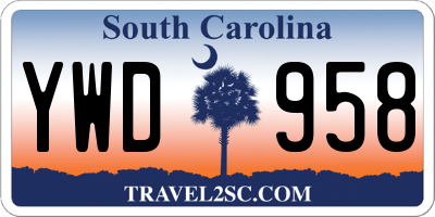 SC license plate YWD958