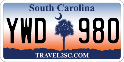 SC license plate YWD980