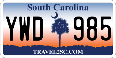SC license plate YWD985