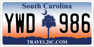 SC license plate YWD986