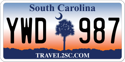SC license plate YWD987