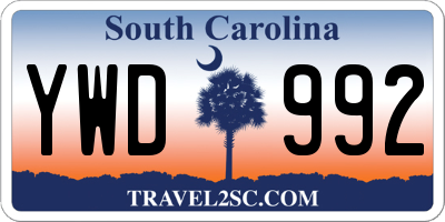 SC license plate YWD992