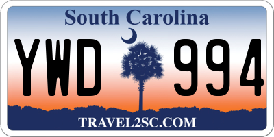 SC license plate YWD994