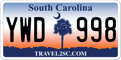 SC license plate YWD998